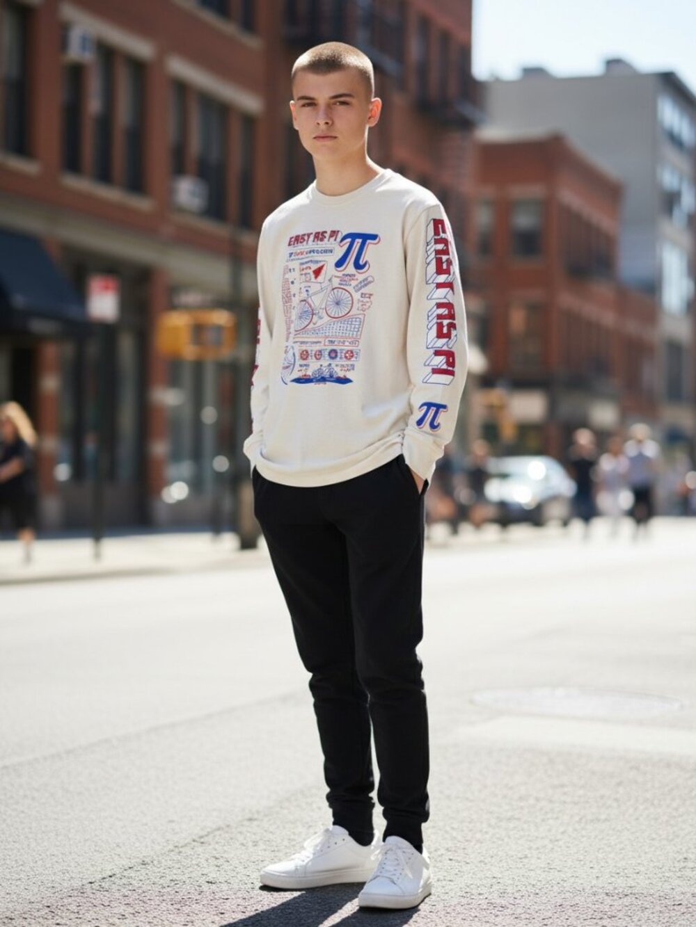 Old Navy Graphic‎ Tee Boys L 10-12 Easy As Pi Math Long Sleeve